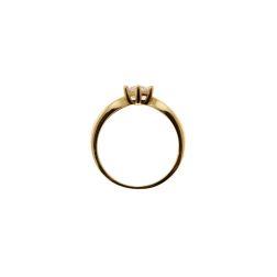 Band Solitaire Ring with Round Zircon in Yellow Gold