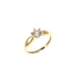 Anello Solitario fascetta con Zircone in Oro Giallo