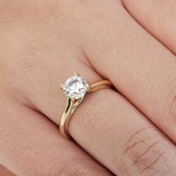 photo of worn Classique Solitaire Ring with Round Zircon in Yellow Gold