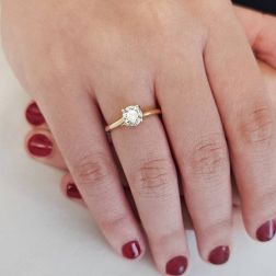 photo of worn Classique Solitaire Ring with Round Zircon in Yellow Gold