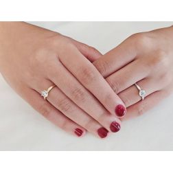 photo of worn Faceted Solitaire Ring with Round Zircon