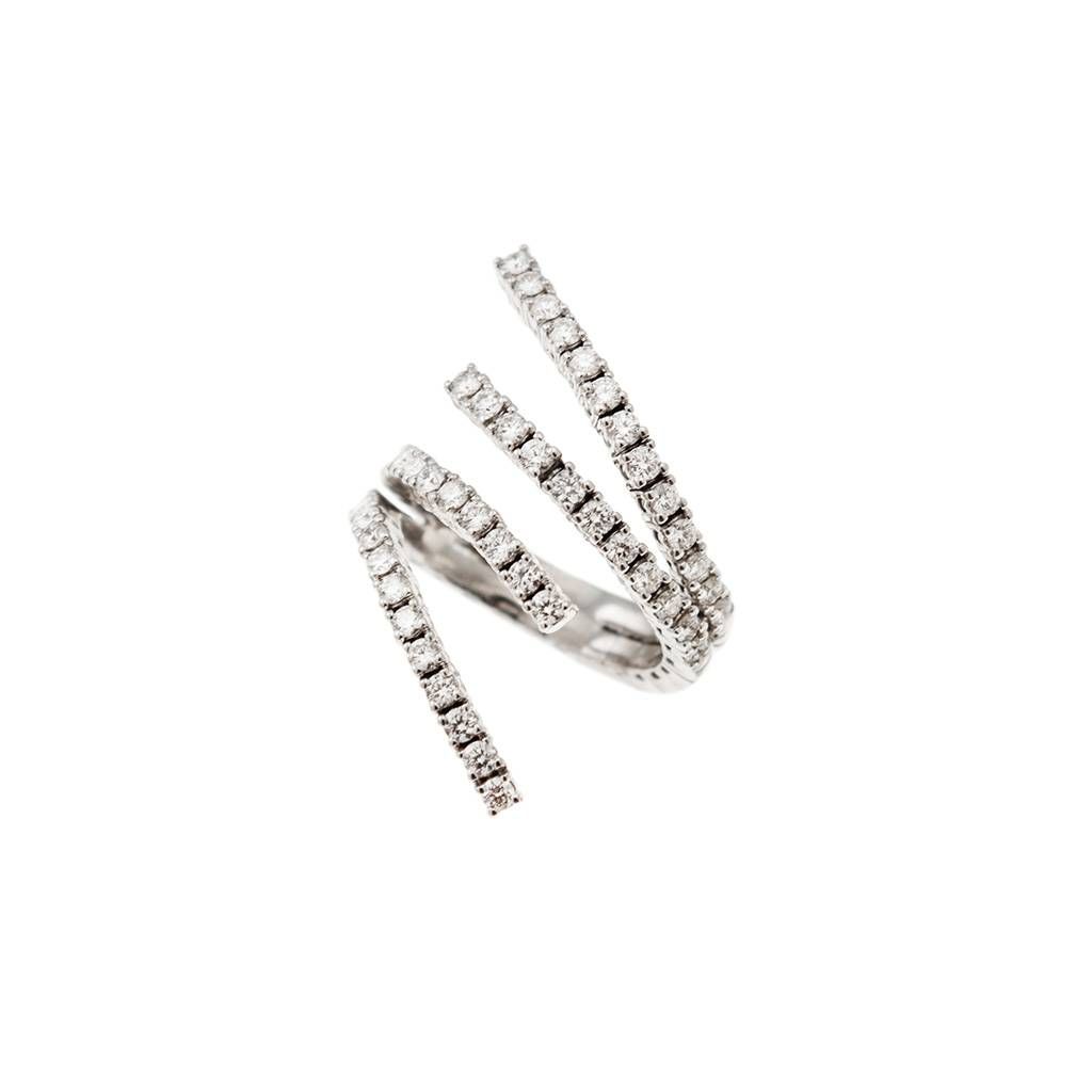 Anello Contrariè Tennis di Diamanti in Oro Bianco