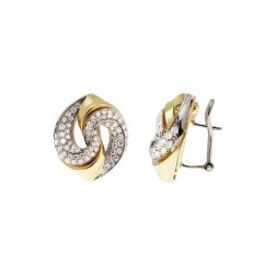 Braided Earrings with 152 Diamonds in Yellow and White Gold