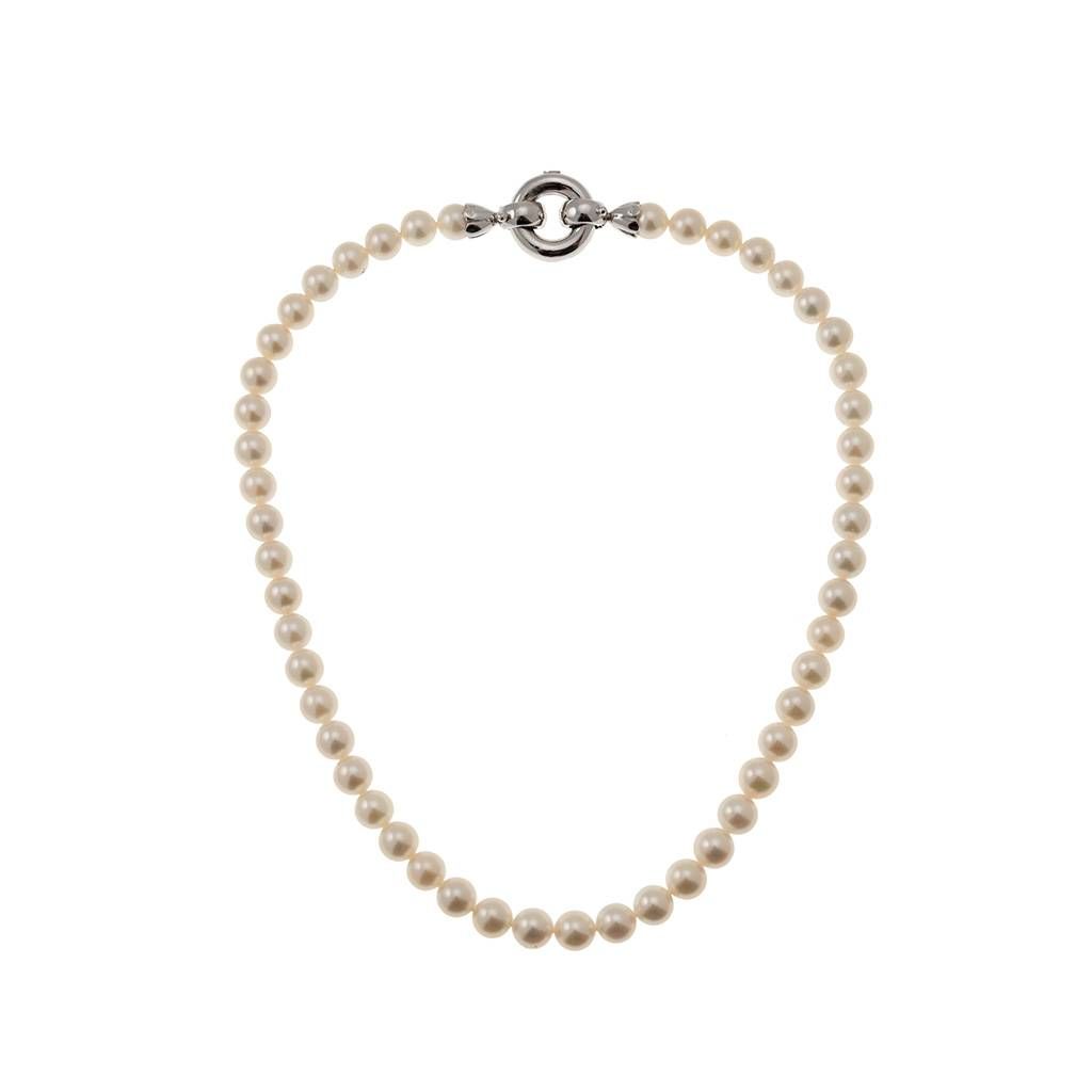 Akoya Pearl Necklace with Ring Closure and White Gold Hooks