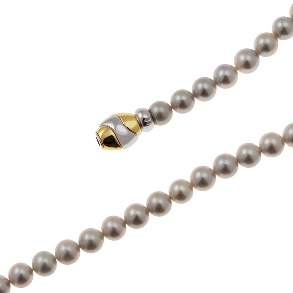 Collana Perle Akoya grigie chiusura ovale a cassetta Bicolor