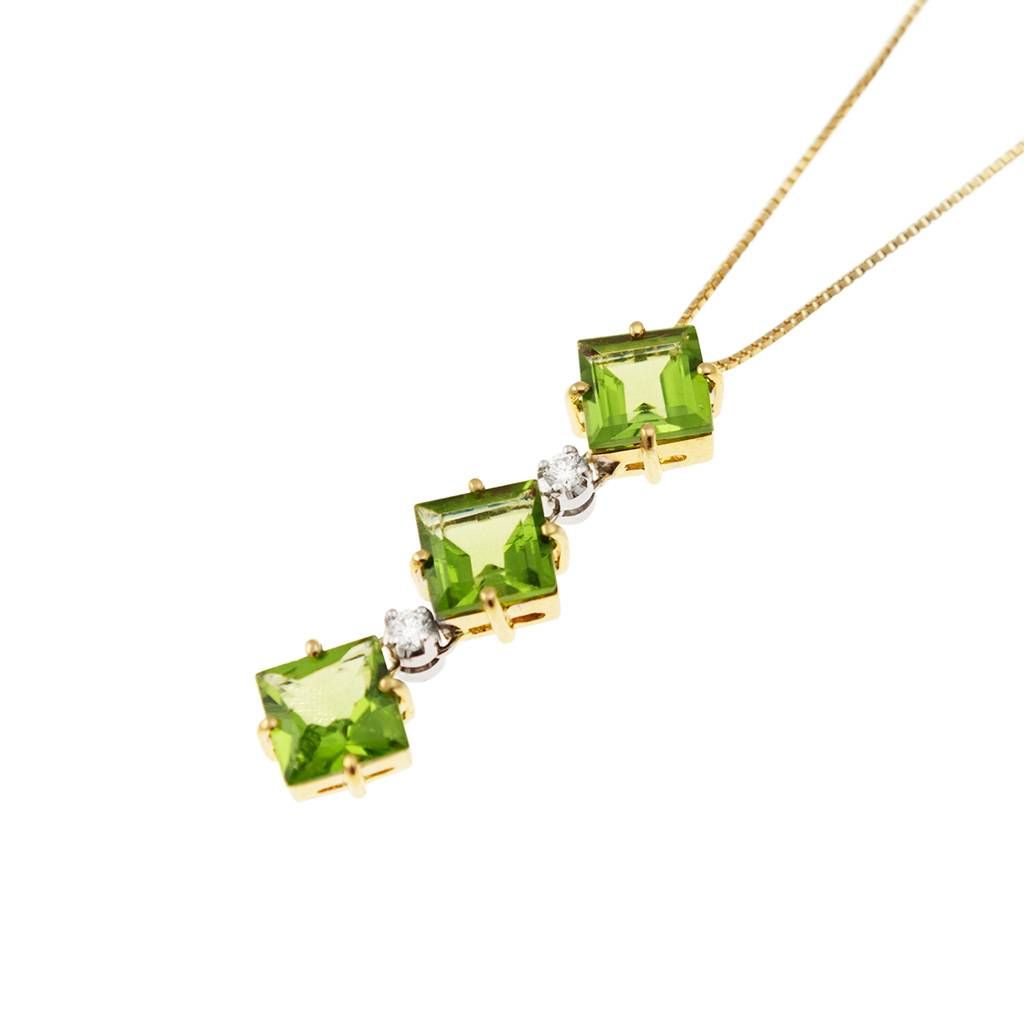 Collana Veneta con ciondolo Trilogy Peridoto Carrè e Diamanti