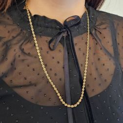 Photo of worn Navy chain necklace 60 cm x 4mm - Solid structure