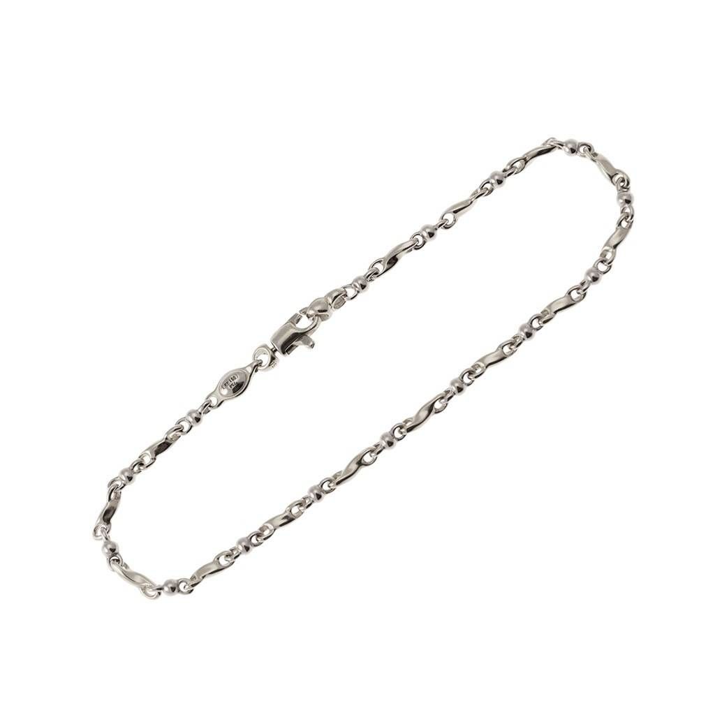 Torchon and Sphere Chain Bracelet in 18kt White Gold