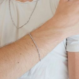 Bracciale maglia Torchon e palline Oro Bianco foto indossata