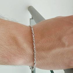 Bracciale maglia Torchon e palline Oro Bianco foto indossata