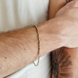 Bracciale Catena tubolare alternato molle e chicchi ovali Bicolore foto indossata