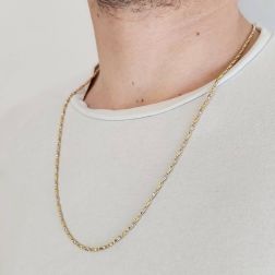 Collana 60cm Catena tubolare alternato molle e chicchi ovali Bicolore foto indossata