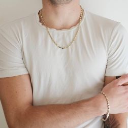 Photo of worn D&R bracelet in White and Yellow Gold