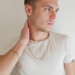 Photo of worn D&R bracelet in White and Yellow Gold