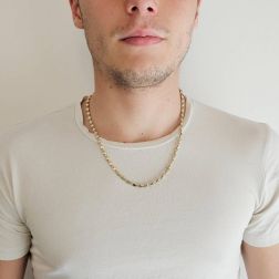 Photo of worn D&R necklace in White and Yellow Gold