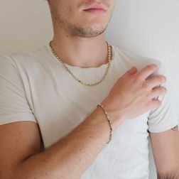 Photo of worn D&R necklace in White and Yellow Gold