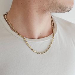 Photo of worn D&R necklace in White and Yellow Gold