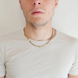 Collana disc sequin in Oro Bianco e Giallo foto indossata