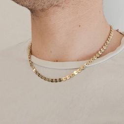 Collana disc sequin in Oro Bianco e Giallo foto indossata