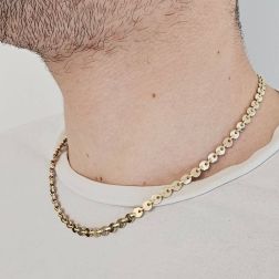 Collana disc sequin in Oro Bianco e Giallo foto indossata