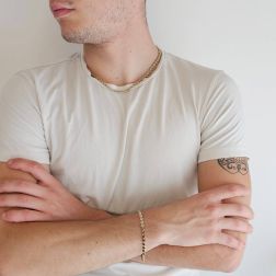 Collana disc sequin in Oro Bianco e Giallo foto indossata