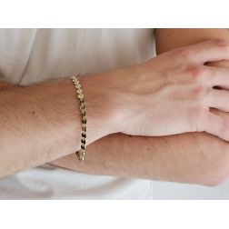 Photo of worn Disc sequin bracelet in white and yellow gold
