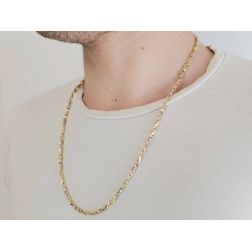 Photo of worn Yellow and White Gold 2+1 tubolar chain necklace