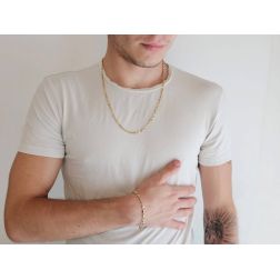 Photo of worn Yellow and Gold 2+1 tubolar chain Bracelet - 21cm