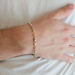 Photo of worn Yellow and Gold 2+1 tubolar chain Bracelet - 21cm