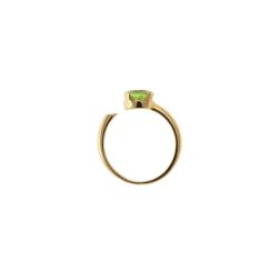 Anello Solitario Aperto con Peridoto Rotondo 7mm e Diamante Oro Giallo