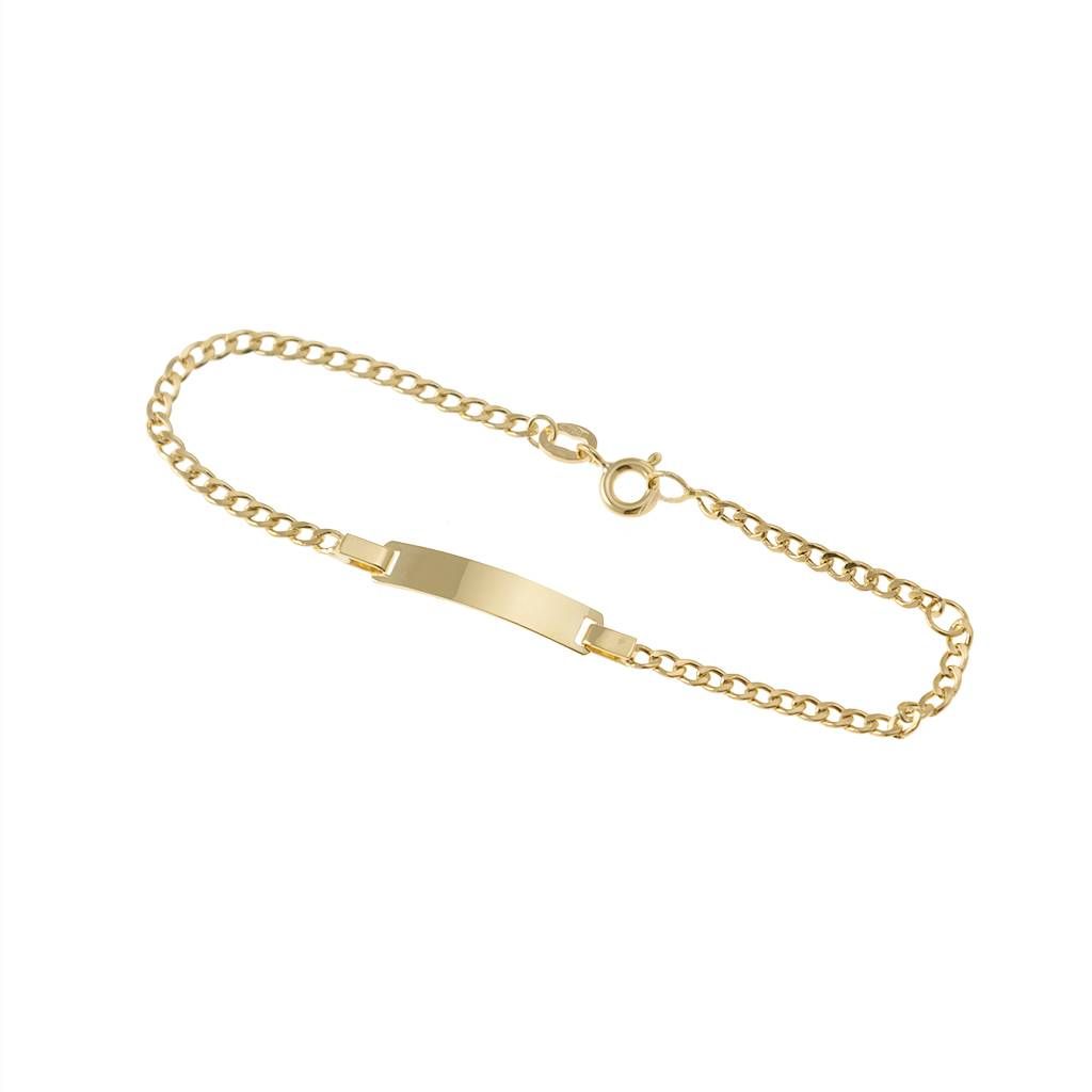 Baby Tag Bracelet with Cuban link Figaro chain Yellow Gold