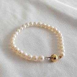 Bracciale perle Sfera 8mm in Oro Giallo