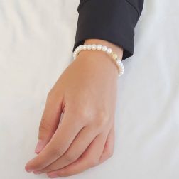 Bracciale perle Sfera Diamantata Gialla indossato