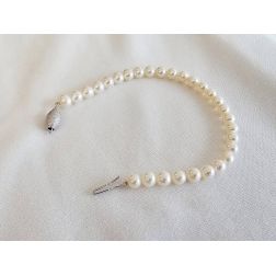 6mm Diamond Barrel 5.5mm-6mm Pearl Bracelet White Gold
