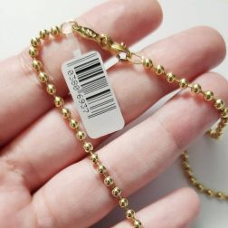 46cm x 3mm Yellow Gold Ball Necklace