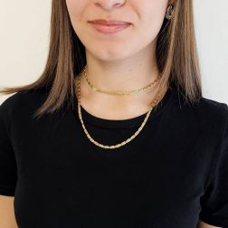 Photo of worn Necklace Laccio 80cm Curly Snail Chain Yellow Gold