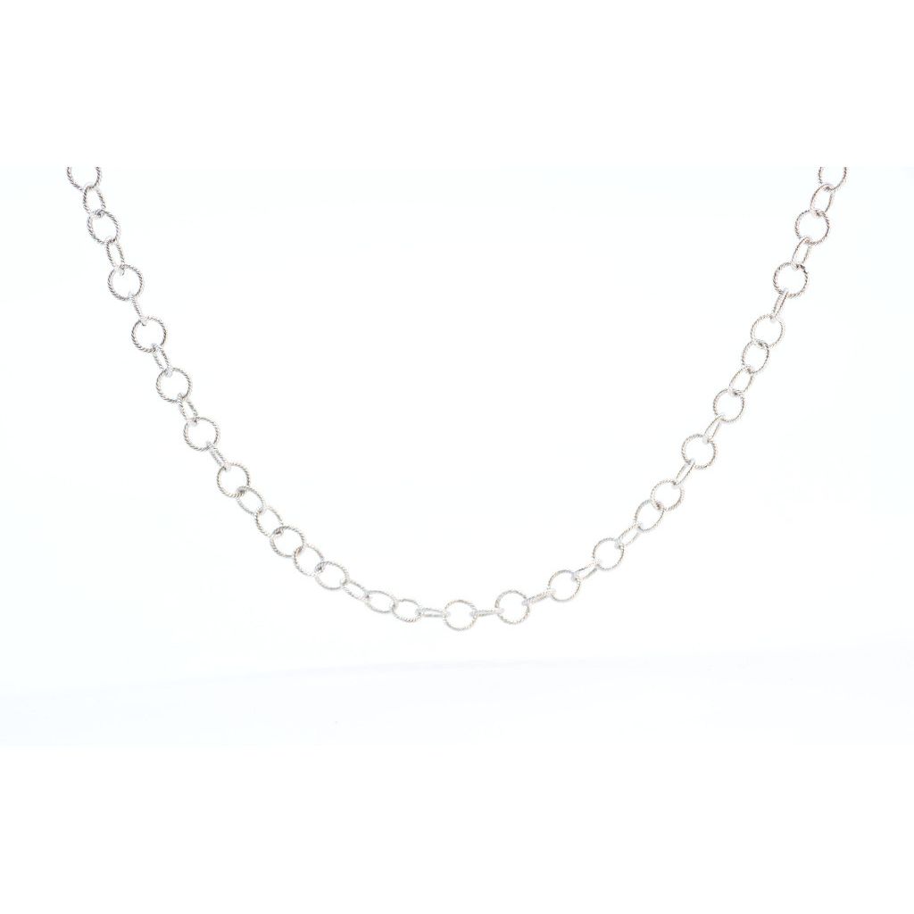 Necklace Rolò striped chain 4.7mm 18kt white gold