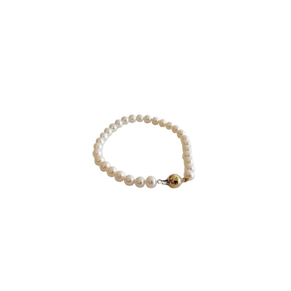 Pearls Bracelet with Yellow gold 8mm Sphere