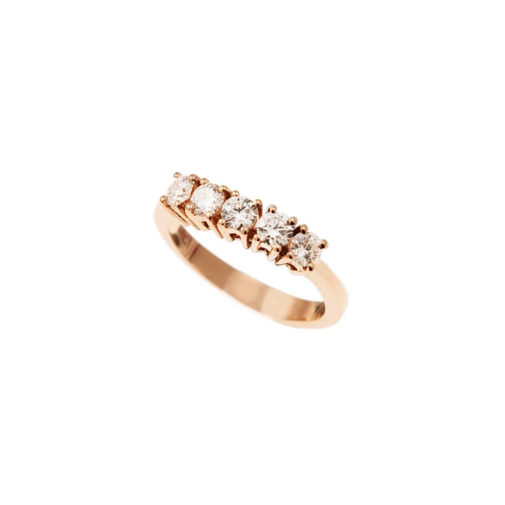 5 Diamonds Ring - Width 3.5mm - Rose Gold