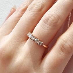 5 Diamonds Ring - Width 3.5mm - Rose Gold