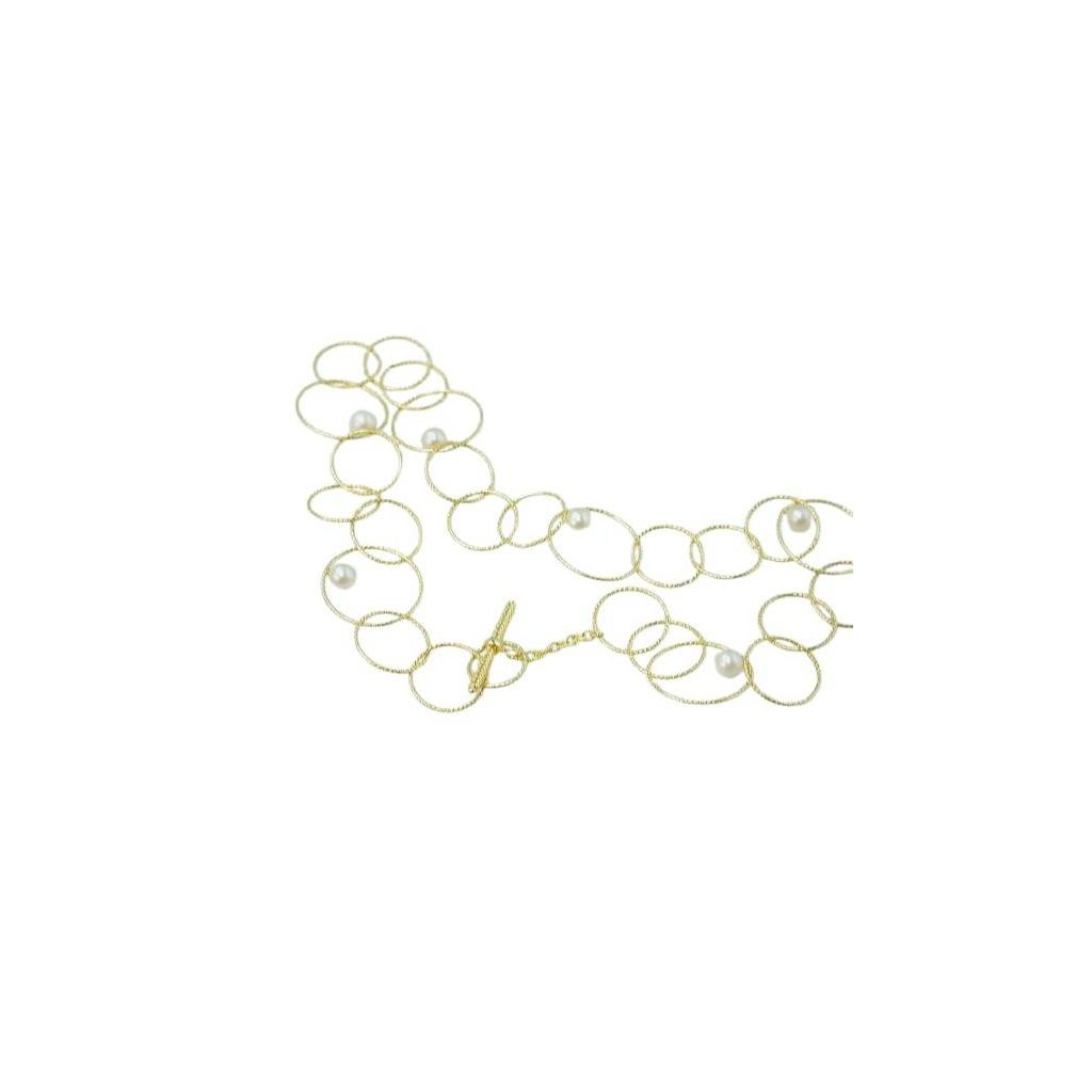 Girocollo a Cerchi Godronati con Perle