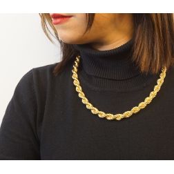 Collana corda oro giallo x 10mm foto indossata