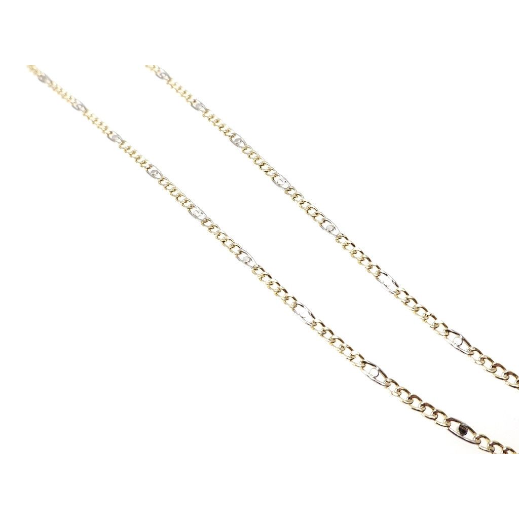 5+1 curb chain and crossbar necklace in 18 kt two-tone