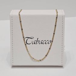 5+1 curb chain and crossbar necklace 50cm x 2.50mm in 18kt two-tone
