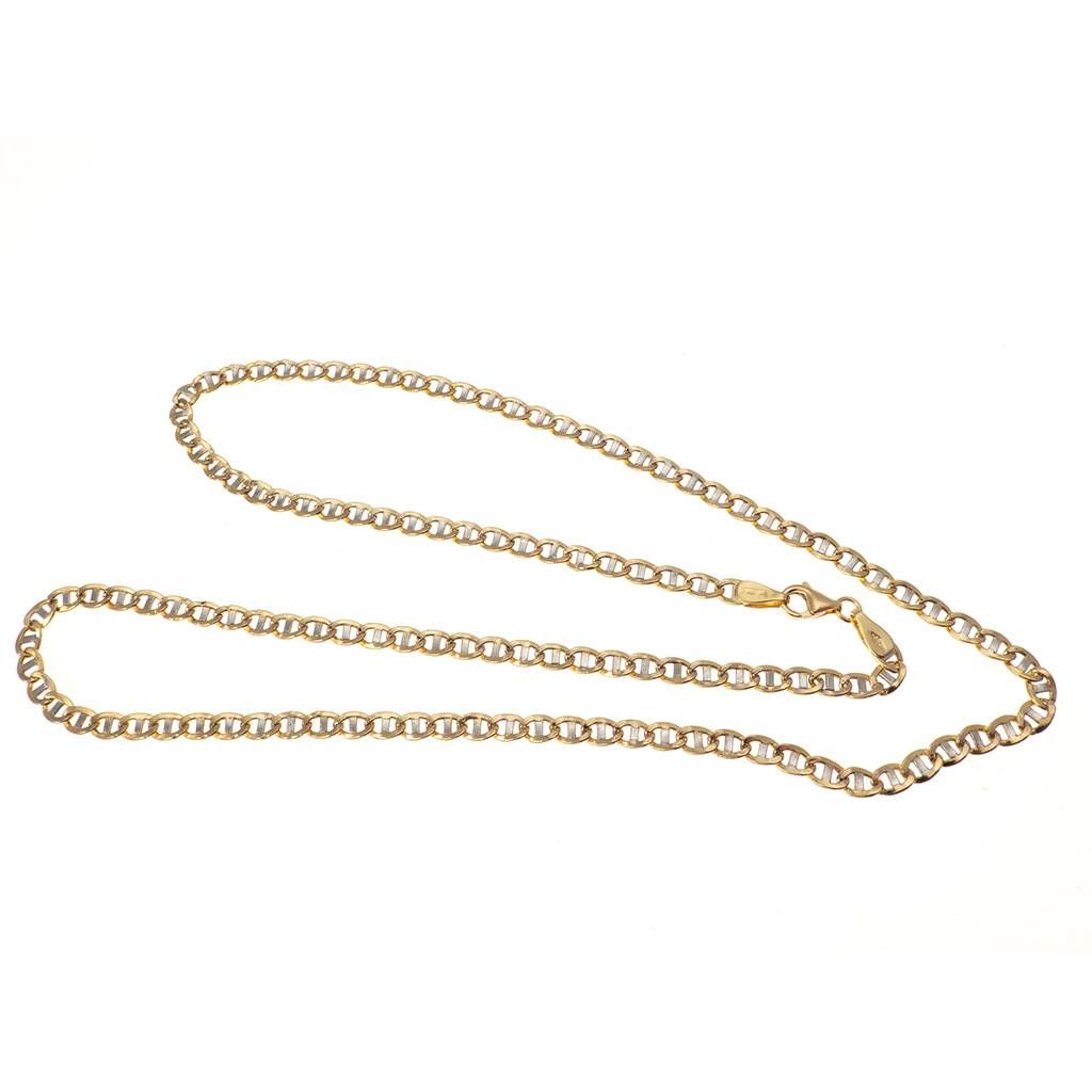 Yellow and White Gold 50cm x 3.50mm Traversino Necklace