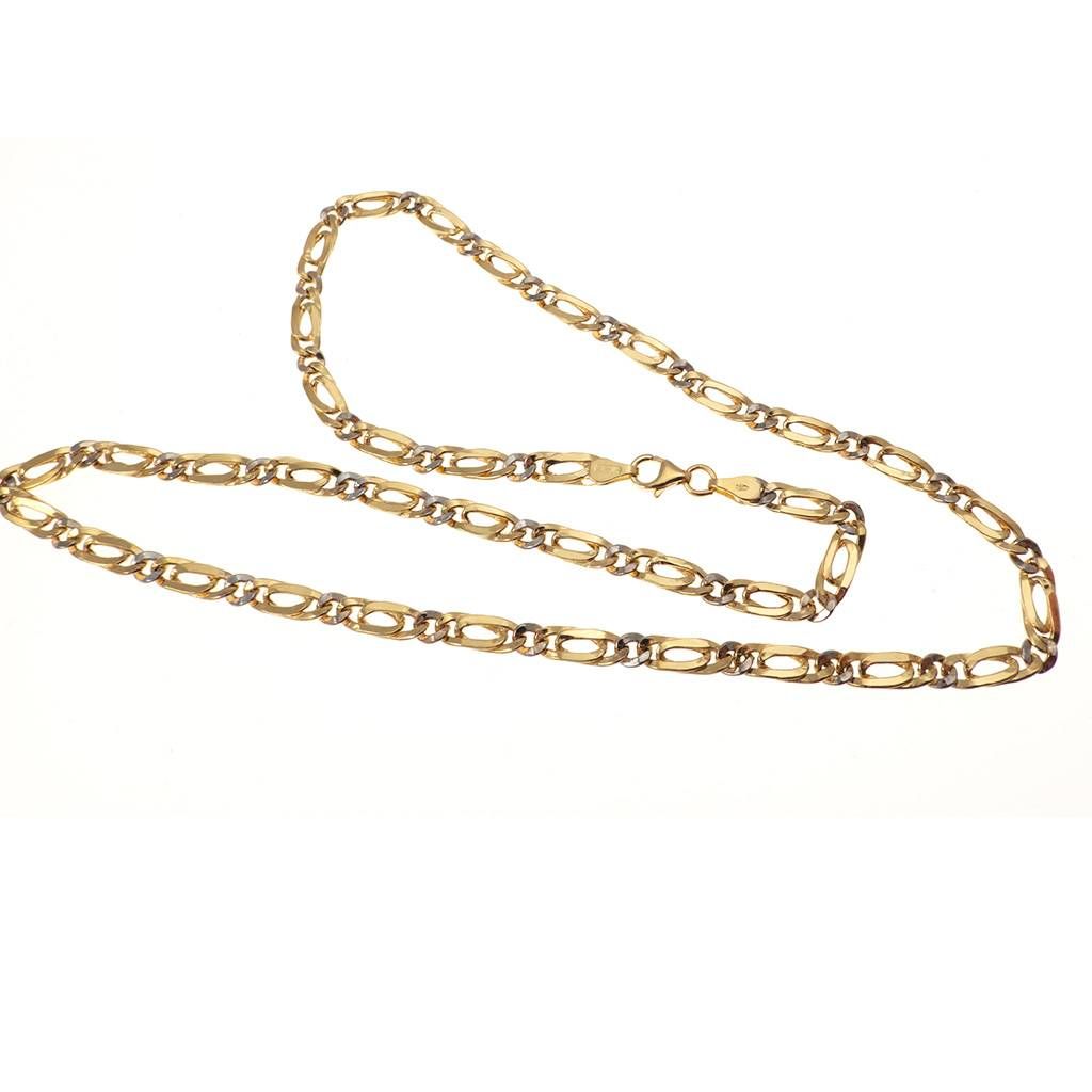 50cm Bicolor Necklace with alternating Cuban Link and Partridge 1+1 chain