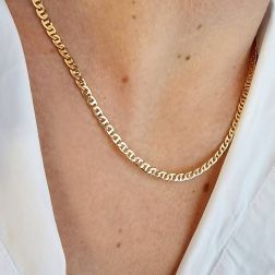 Collana Traversino 50cm x 3.50mm in Oro Giallo 18kt foto indossata