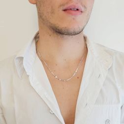 Photo of worn White Gold 50cm x 2,70mm Rolò Chain Necklace