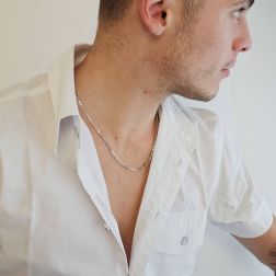 Photo of worn White Gold 50cm x 2,70mm Rolò Chain Necklace