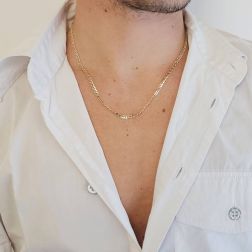 Photo of worn Yellow and White Gold 50cm x 3.50mm Traversino Necklace